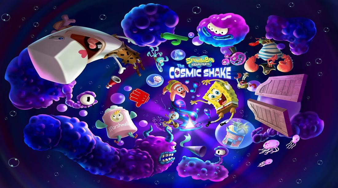 پاتریک و دوستان در بازی sponge bob cosmic shake ps5